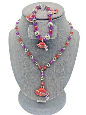 RED HAT SOCIETY Necklace and Bracelet Beaded Set